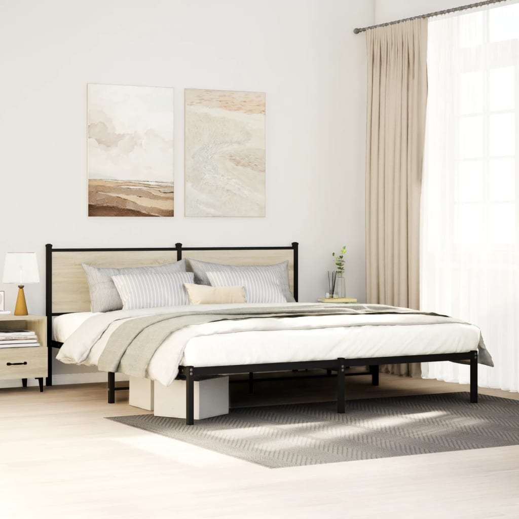 JUNG Vida Metallbett ohne Matratze Sonoma-Eiche 160x200 cm