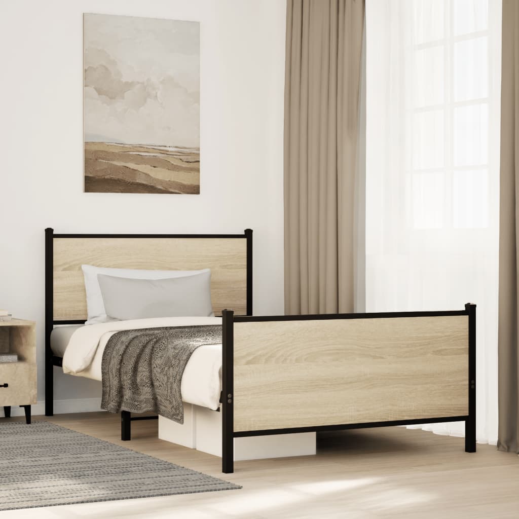 JUNG Vida Metallbett ohne Matratze Sonoma-Eiche 100x190 cm