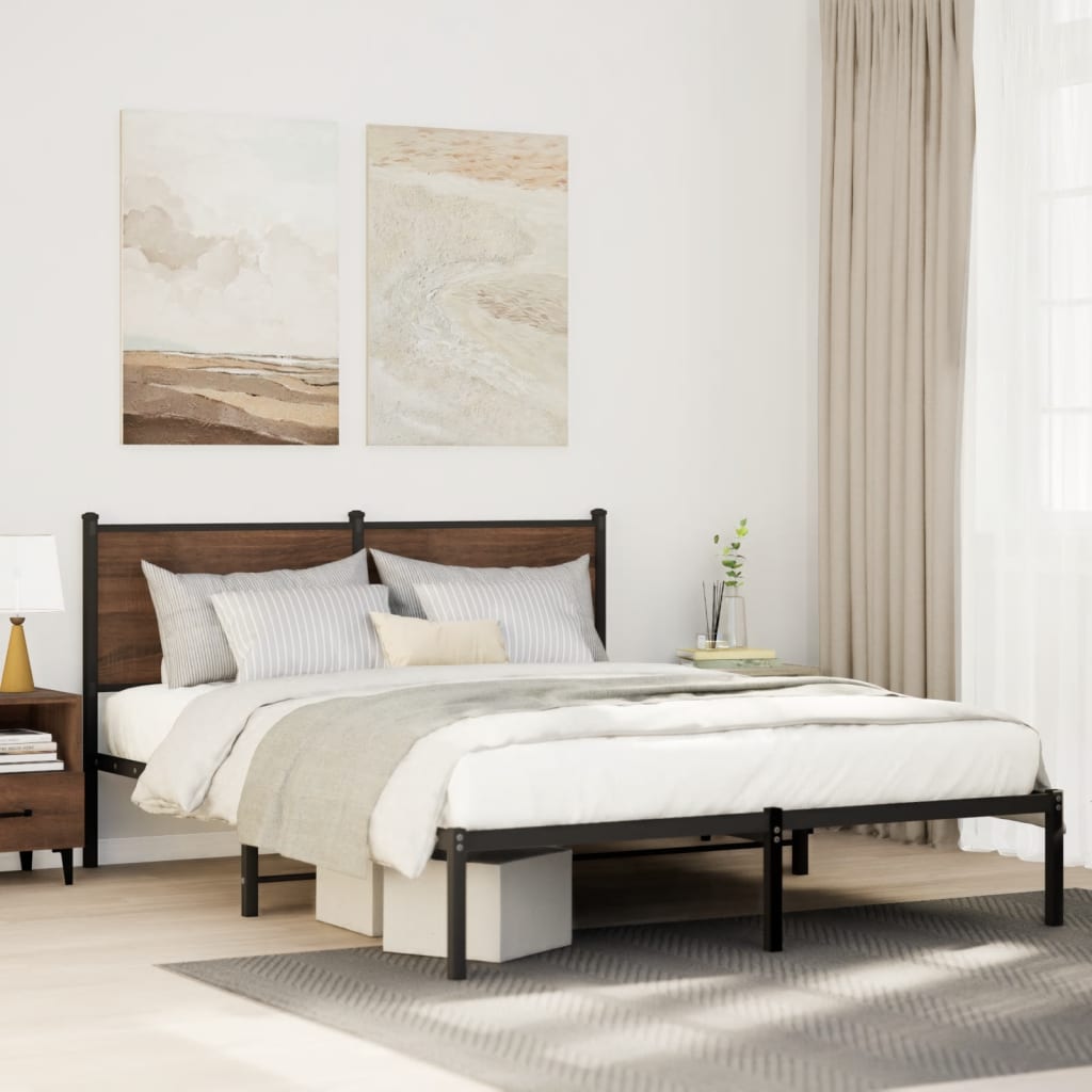 JUNG Vida Metallbett ohne Matratze Braun Eichen-Optik 140x190 cm