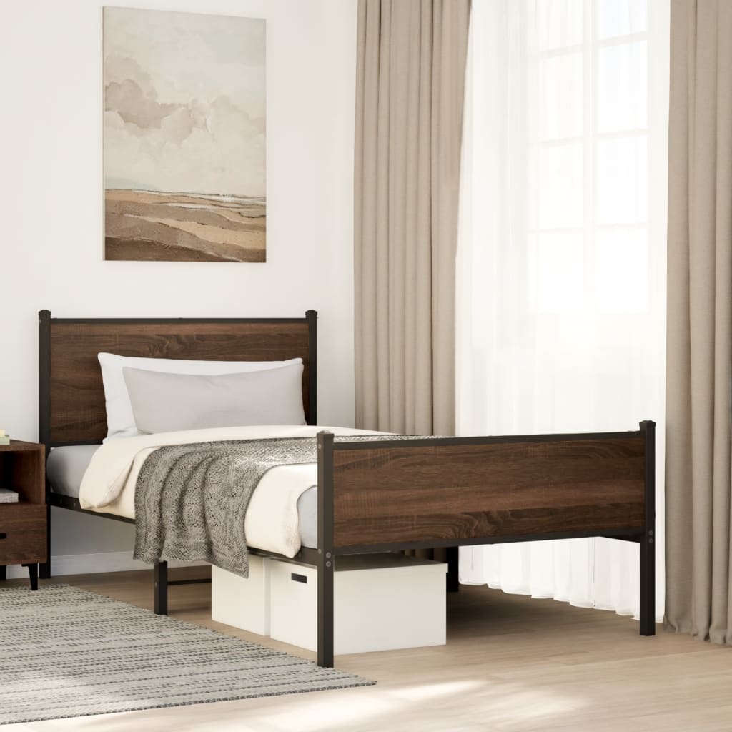 JUNG Vida Metallbett ohne Matratze Eichen-Optik 100x190 cm