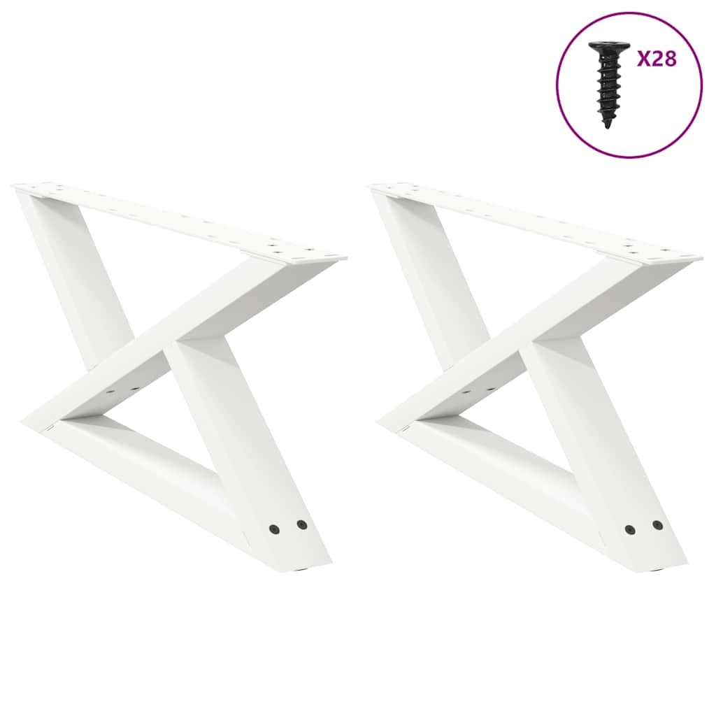 JUNG Vida Couchtischbeine 2 Stk. Weiß 70x(30-31,3) cm Stahl
