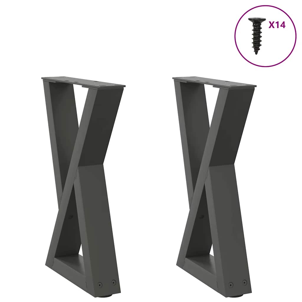 JUNG Vida Couchtischbeine 2 Stk. Anthrazit 38x(42-43,3) cm Stahl