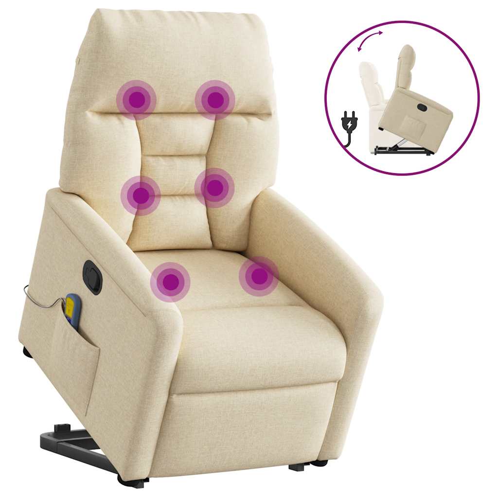 JUNG Vida Massagesessel mit Aufstehhilfe Creme Stoff