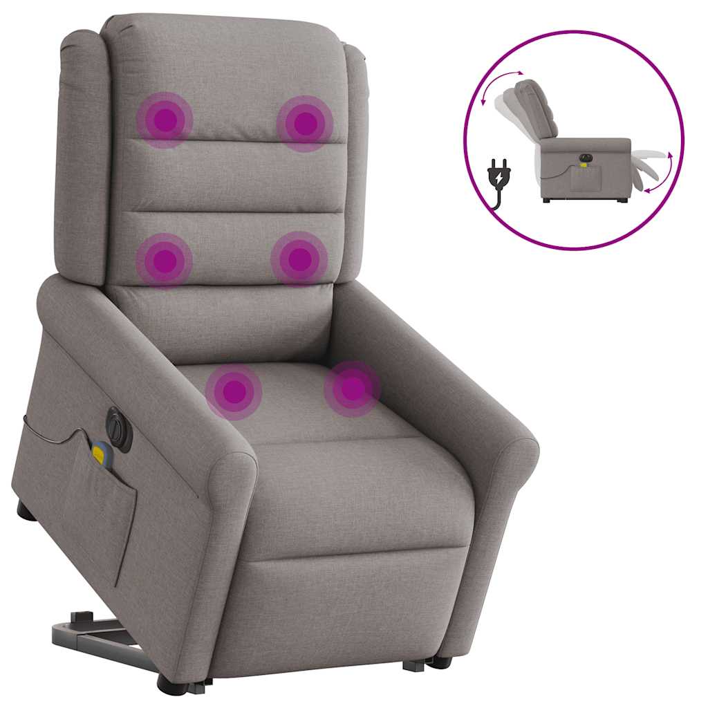 JUNG Vida Elektrischer Massagesessel mit Aufstehhilfe Taupe Stoff