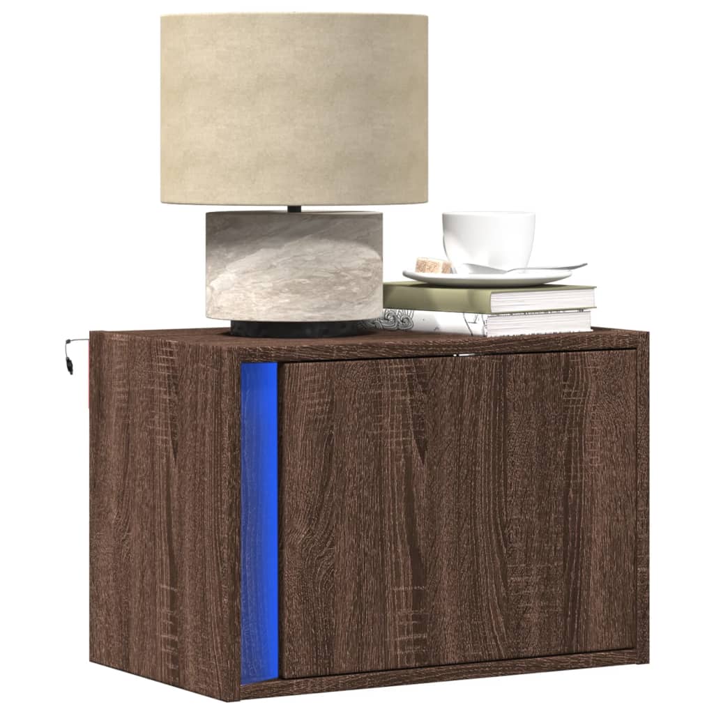 JUNG Vida Wand-Nachttische mit LED-Leuchten 2 Stk. Braun Eichen-Optik