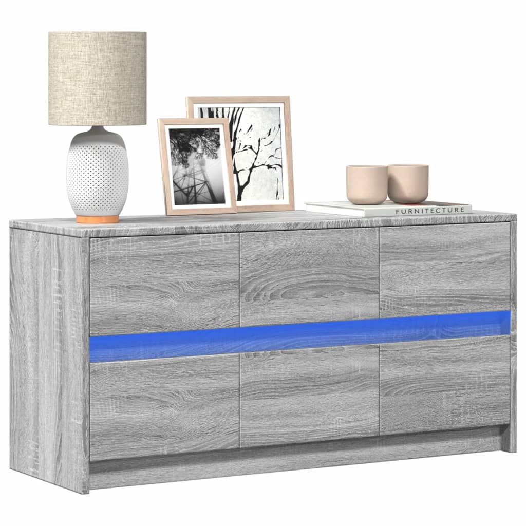 JUNG Vida TV-Schrank mit LED-Beleuchtung Grau Sonoma 100x34x50 cm