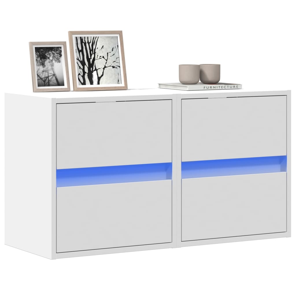 JUNG Vida TV-Wandschränke mit LED-Beleuchtung 2 Stk. Weiß 41x31x45 cm