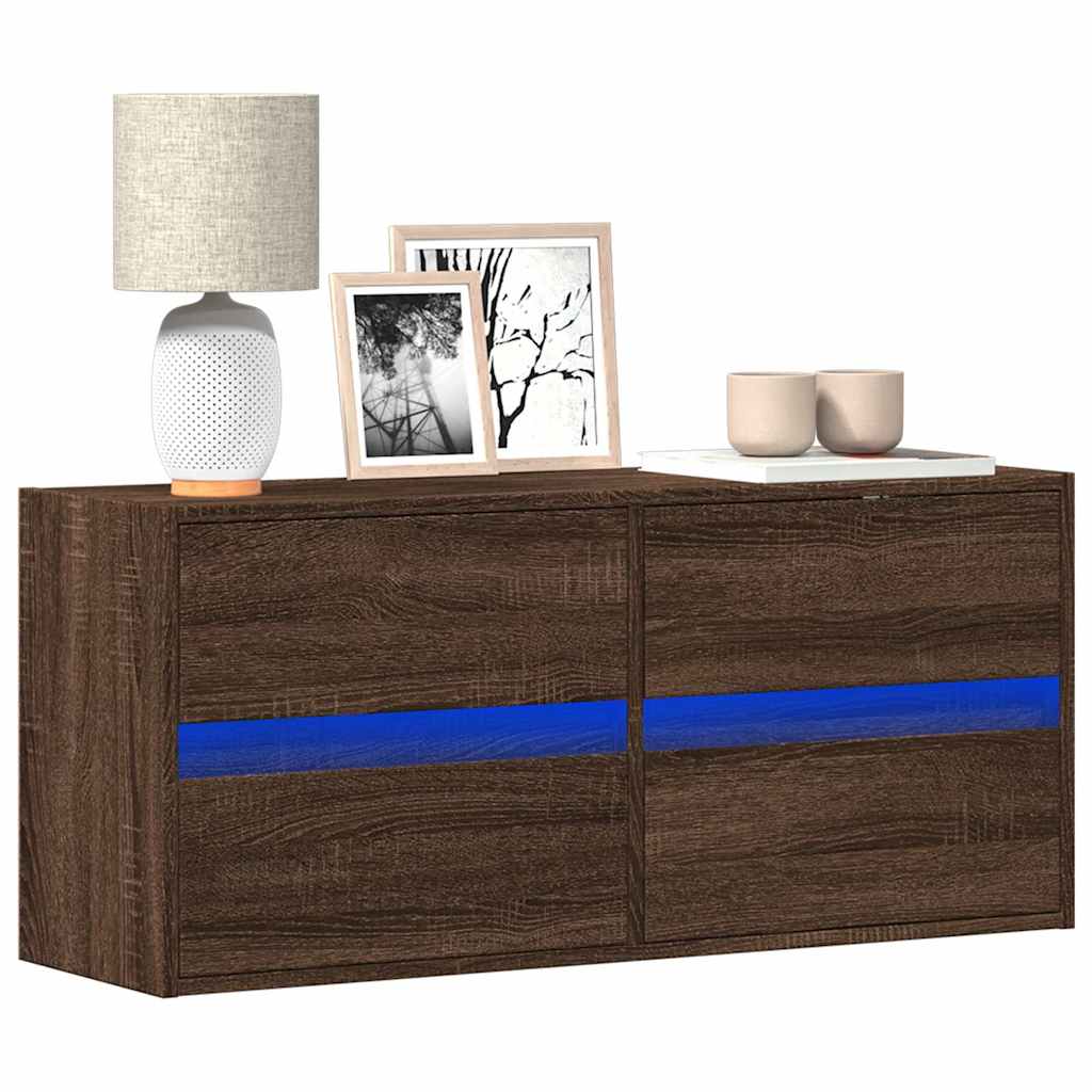 JUNG Vida TV-Wandschrank LED-Beleuchtung Braun Eichen-Optik 100x31x45 cm