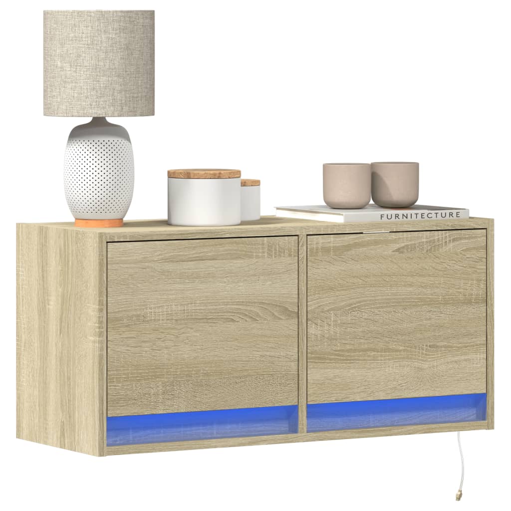 JUNG Vida TV-Wandschrank mit LED-Beleuchtung Sonoma-Eiche 80x31x38 cm