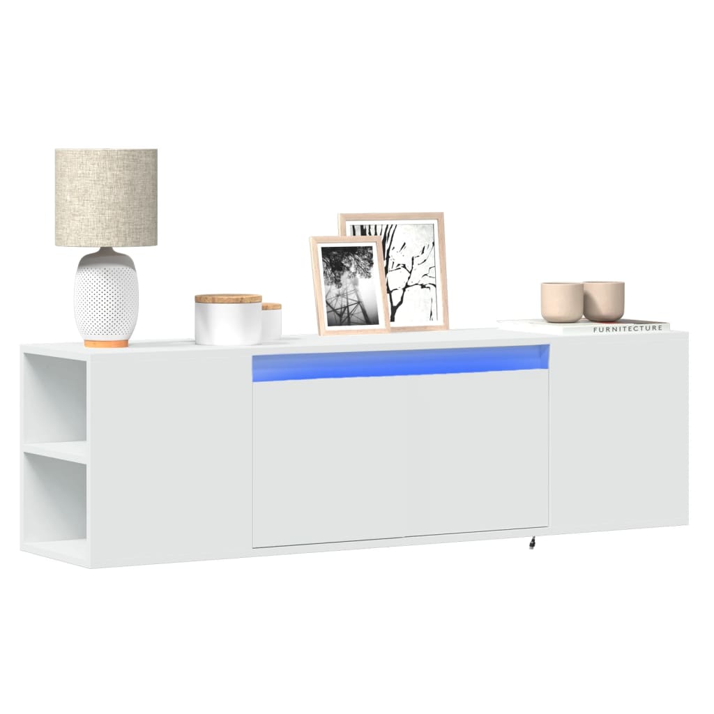 JUNG Vida TV-Wandschrank mit LED-Beleuchtung Weiß 135x31x39,5 cm