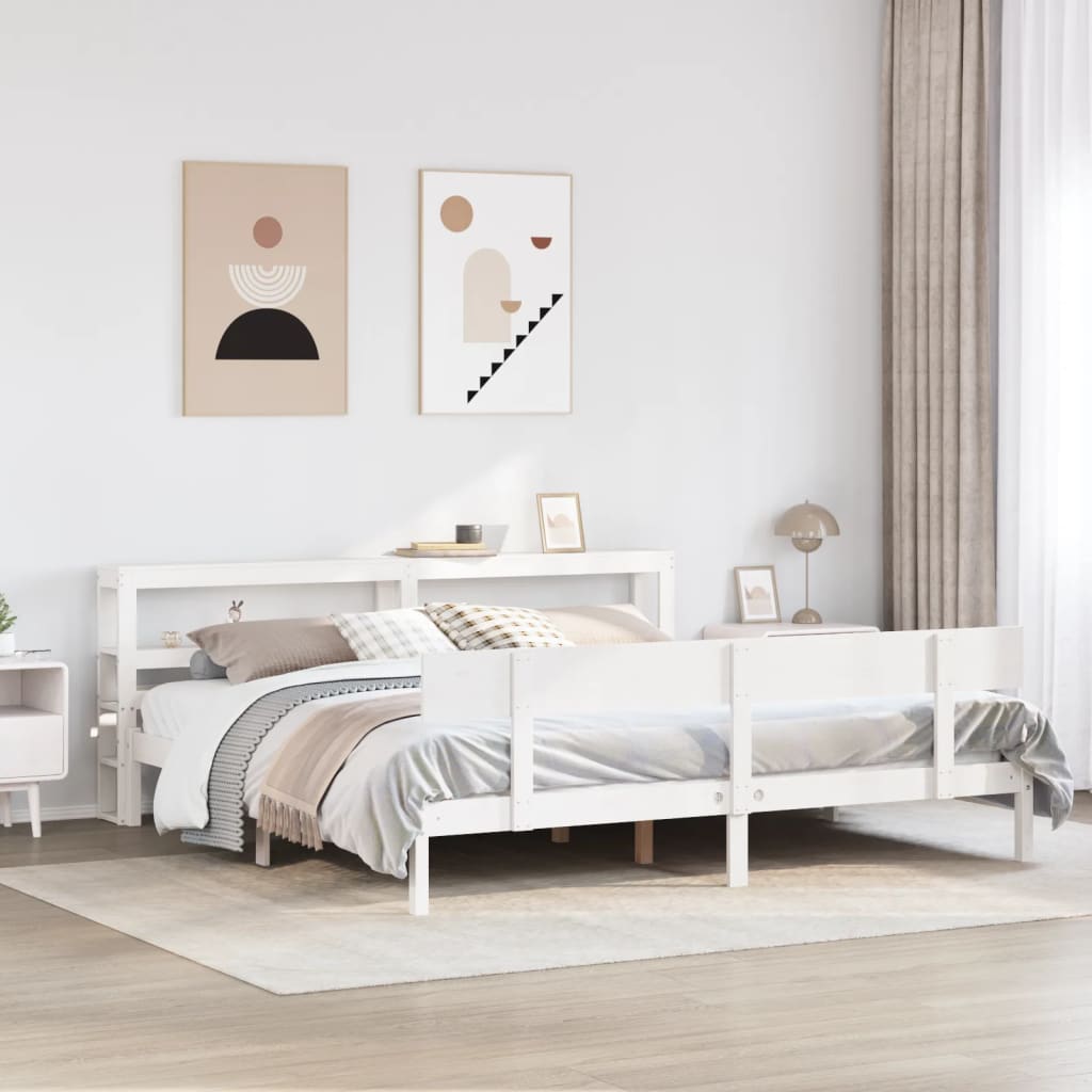 JUNG Vida Massivholzbett ohne Matratze Weiß 200x200 cm Kiefernholz