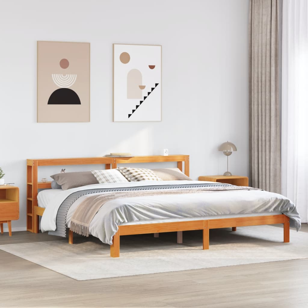 JUNG Vida Massivholzbett ohne Matratze Wachsbraun 180x200 Kiefernholz
