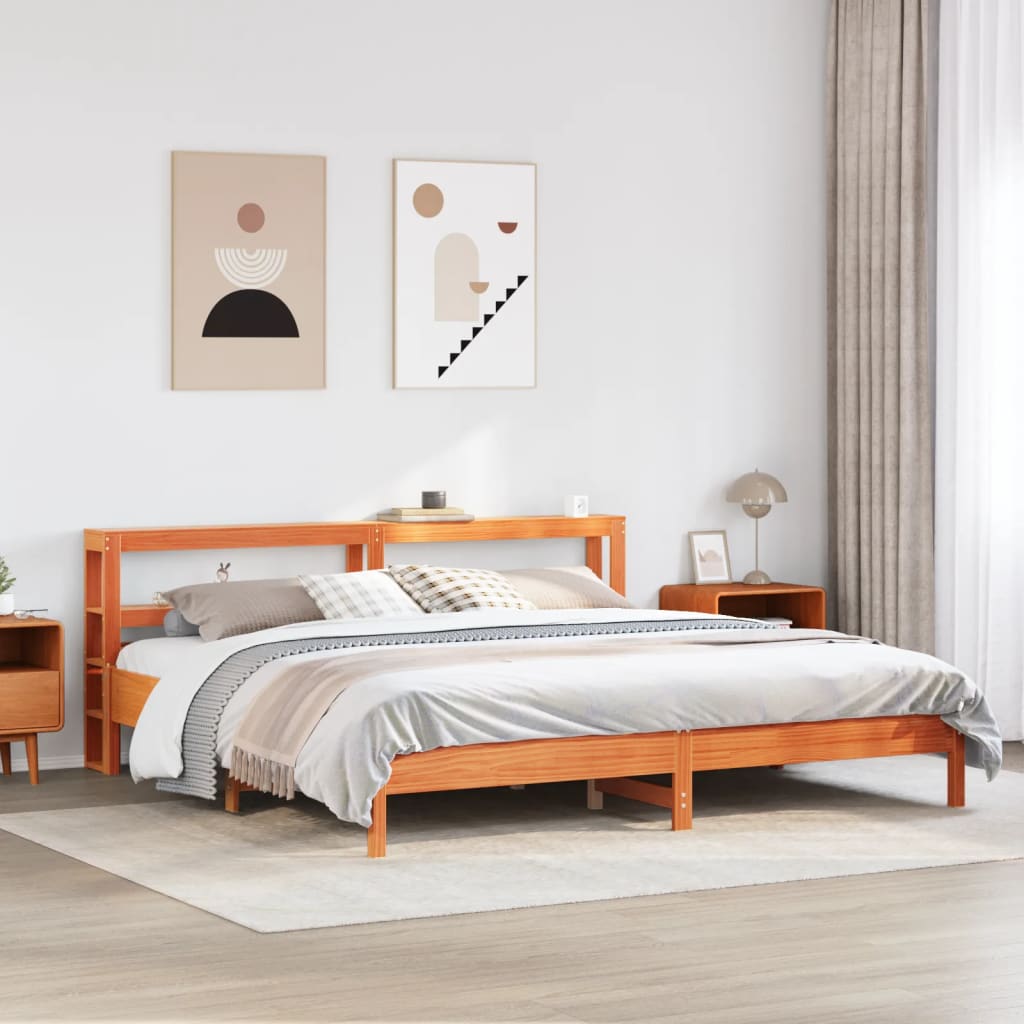 JUNG Vida Massivholzbett ohne Matratze Wachsbraun 180x200 Kiefernholz