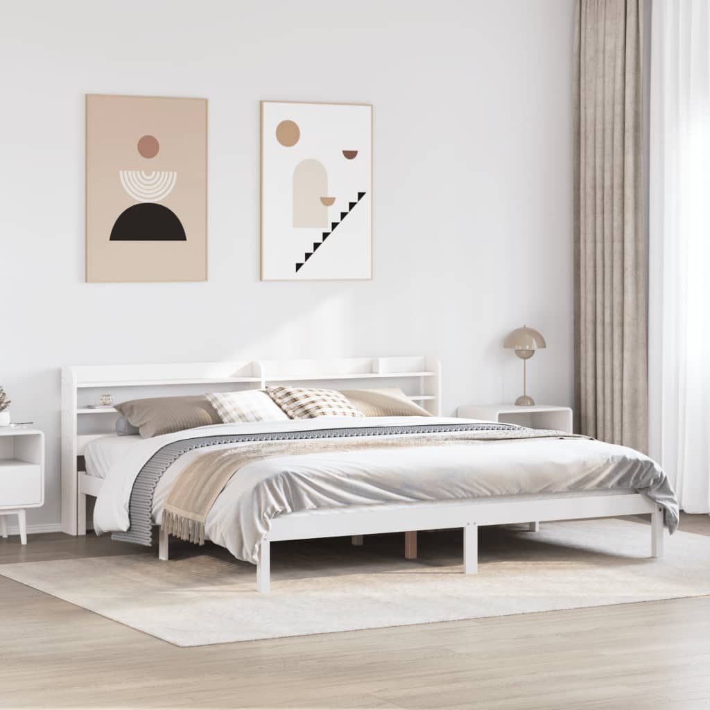 JUNG Vida Massivholzbett ohne Matratze Weiß 200x200 cm Kiefernholz