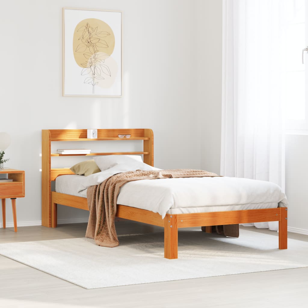 JUNG Vida Massivholzbett ohne Matratze Wachsbraun 75x190 cm Kiefernholz