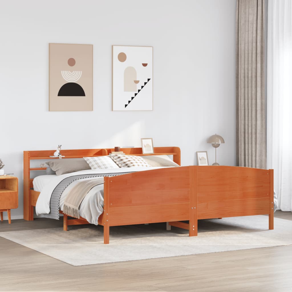 JUNG Vida Massivholzbett ohne Matratze Wachsbraun 180x200 Kiefernholz