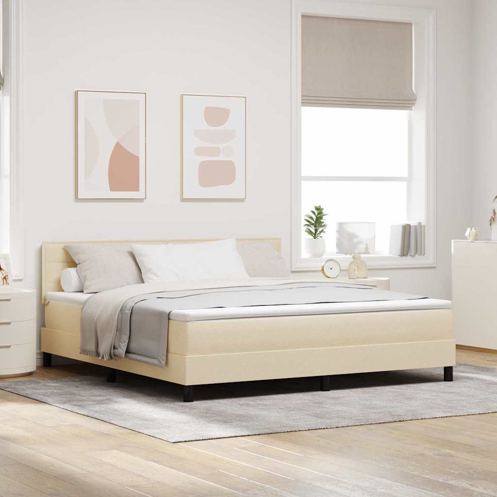 JUNG Vida Boxspringbett mit Matratze Creme 180 x 200 cm Stoff