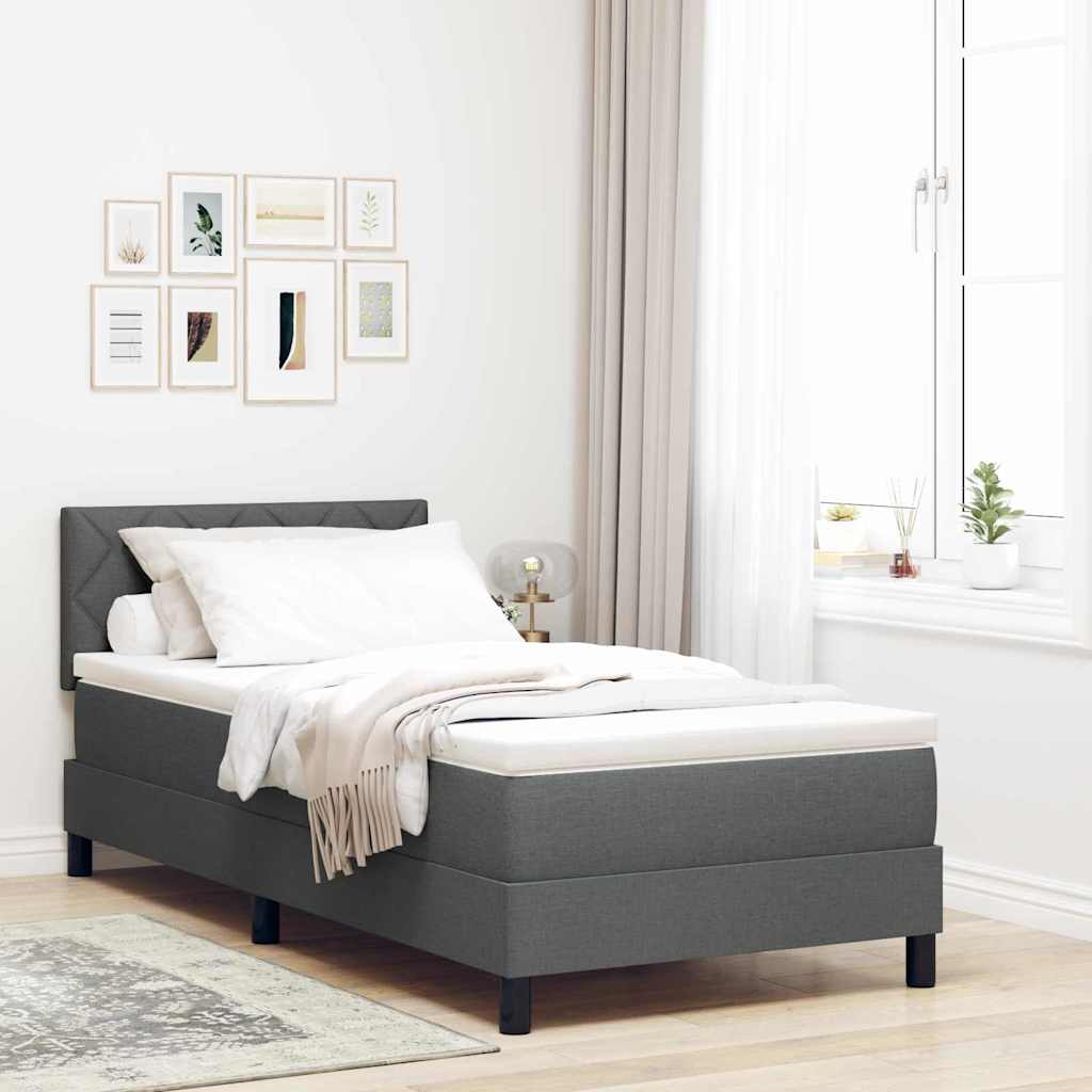JUNG Vida Boxspringbett mit Matratze Dunkelgrau 90 x 200 cm Stoff