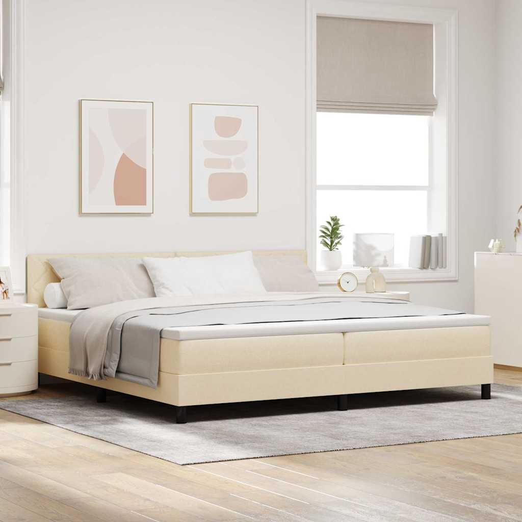 JUNG Vida Boxspringbett mit Matratze Creme 200 x 200 cm Stoff