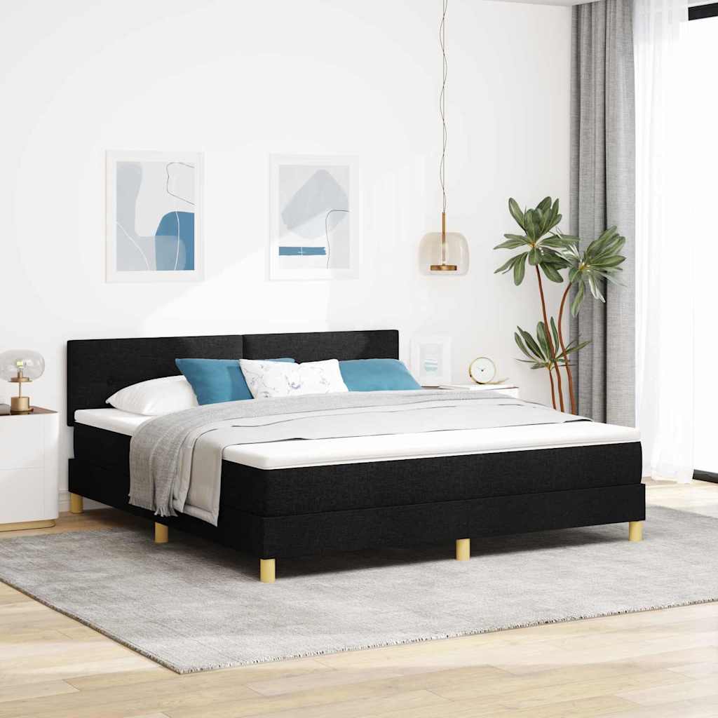 JUNG Vida Boxspringbett mit Matratze Schwarz 180 x 200 cm Stoff