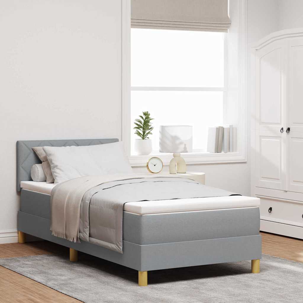 JUNG Vida Boxspringbett mit Matratze Hellgrau 90 x 190 cm Stoff