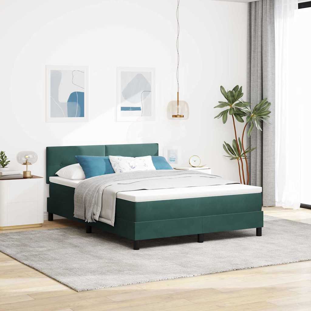 JUNG Vida Boxspringbett mit Matratze Dunkelgrün 160 x 200 cm Samt