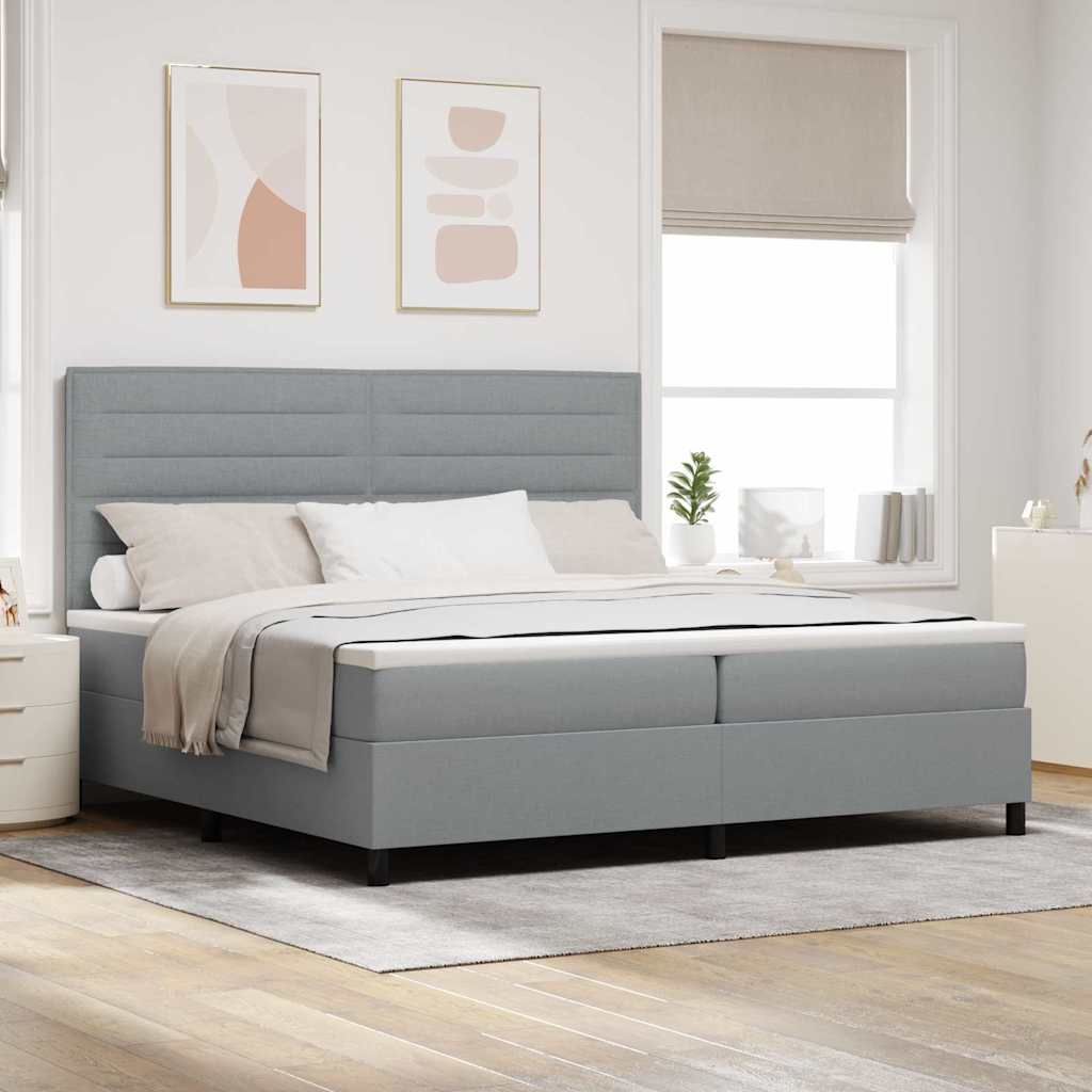 JUNG Vida Boxspringbett mit Matratze Hellgrau 200 x 200 cm Stoff