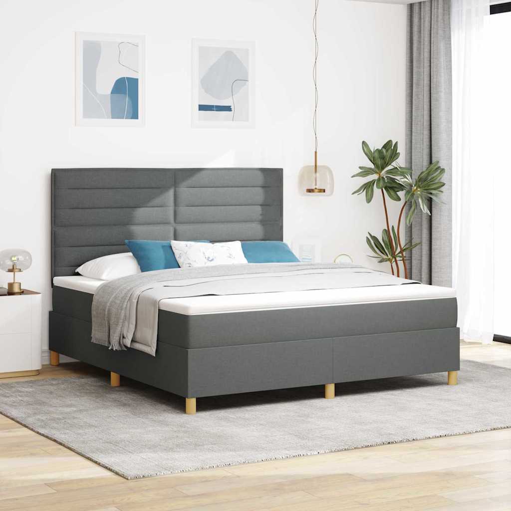 JUNG Vida Boxspringbett mit Matratze Dunkelgrau 180 x 200 cm Stoff