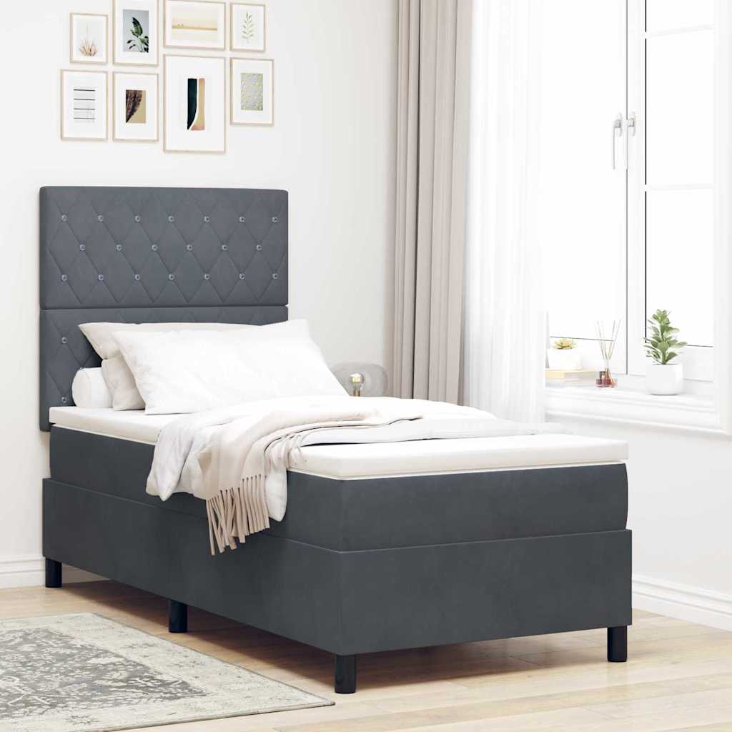 JUNG Vida Boxspringbett mit Matratze Dunkelgrau 100 x 200 cm Stoff