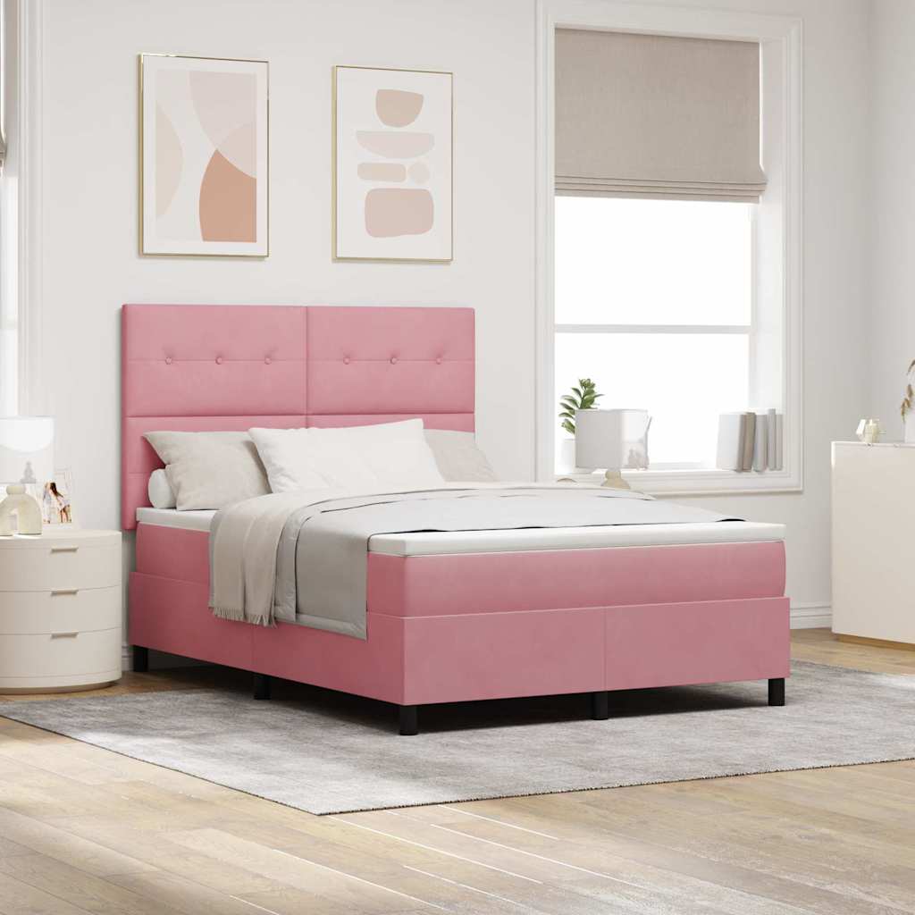 JUNG Vida Boxspringbett mit Matratze mit Kopfteil Rosa 140 x 190 cm Stoff
