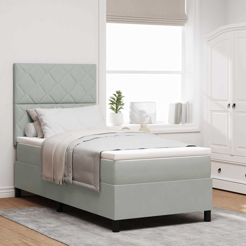 JUNG Vida Boxspringbett mit Matratze Hellgrau 100 x 200 cm Stoff