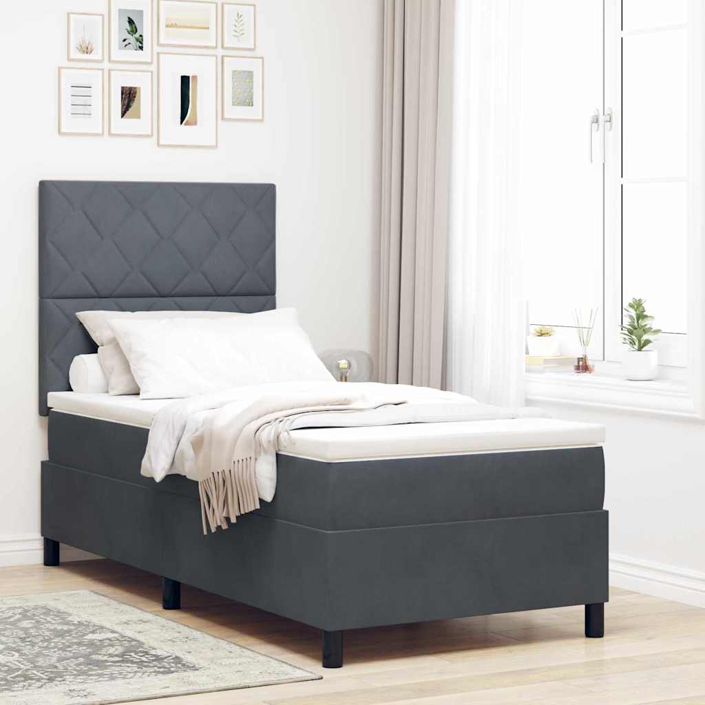 JUNG Vida Boxspringbett mit Matratze Dunkelgrau 100 x 200 cm Stoff