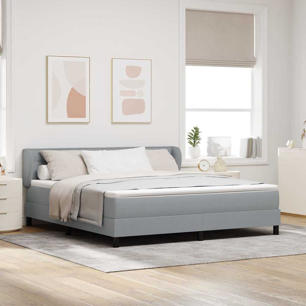 JUNG Vida Boxspringbett mit Matratze Hellgrau 180 x 200 cm Stoff
