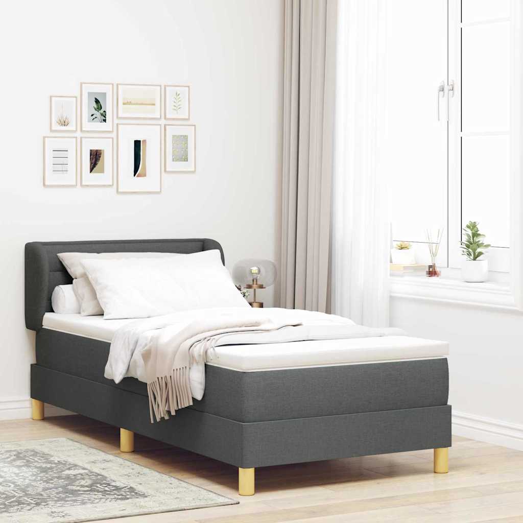 JUNG Vida Boxspringbett mit Matratze Dunkelgrau 90 x 200 cm Stoff