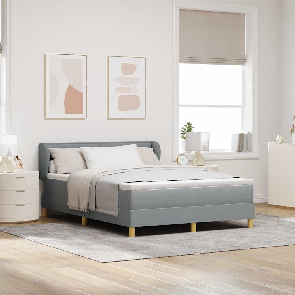 JUNG Vida Boxspringbett mit Matratze Hellgrau 140 x 200 cm Stoff
