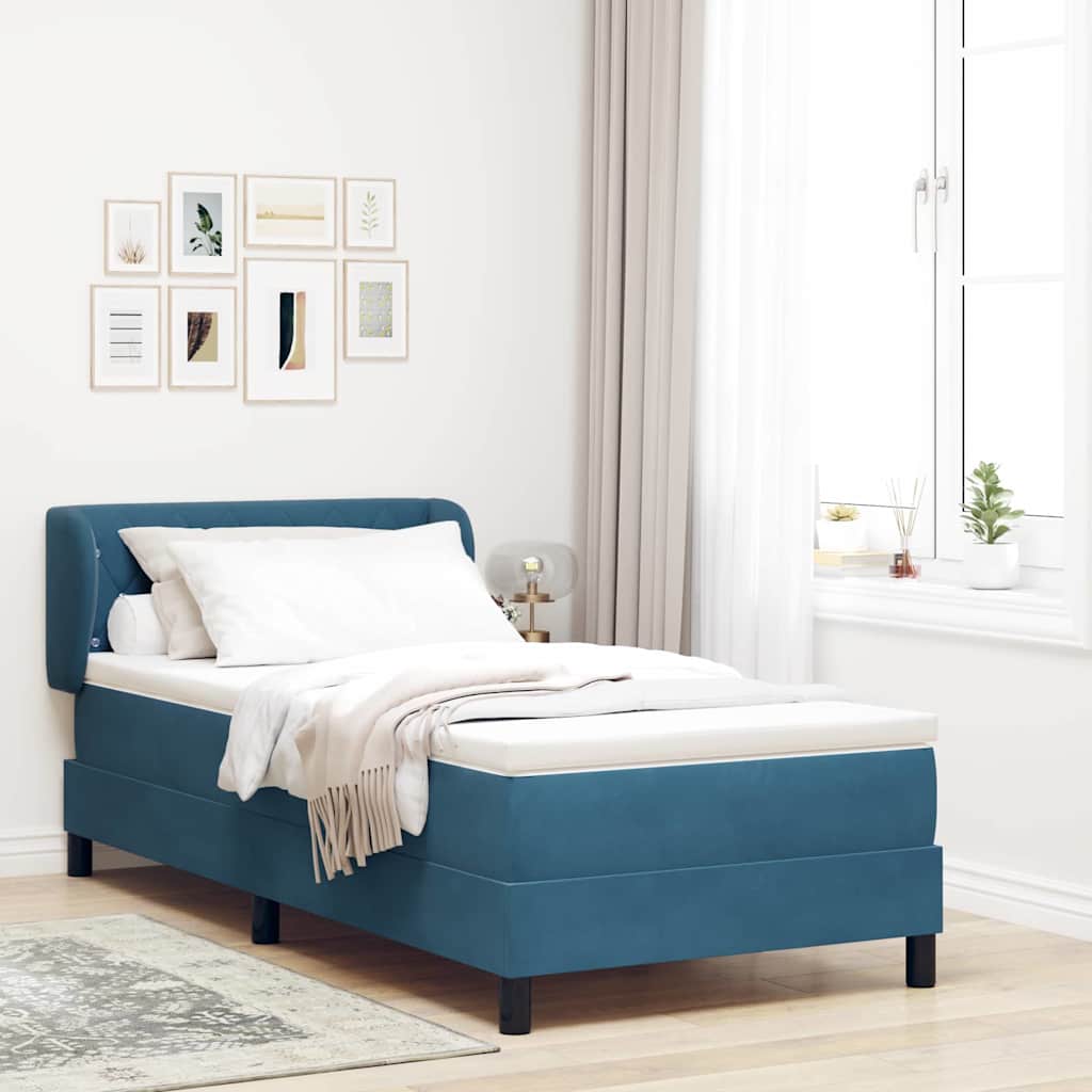 JUNG Vida Boxspringbett mit Matratze Dunkelblau 90 x 200 cm Samt