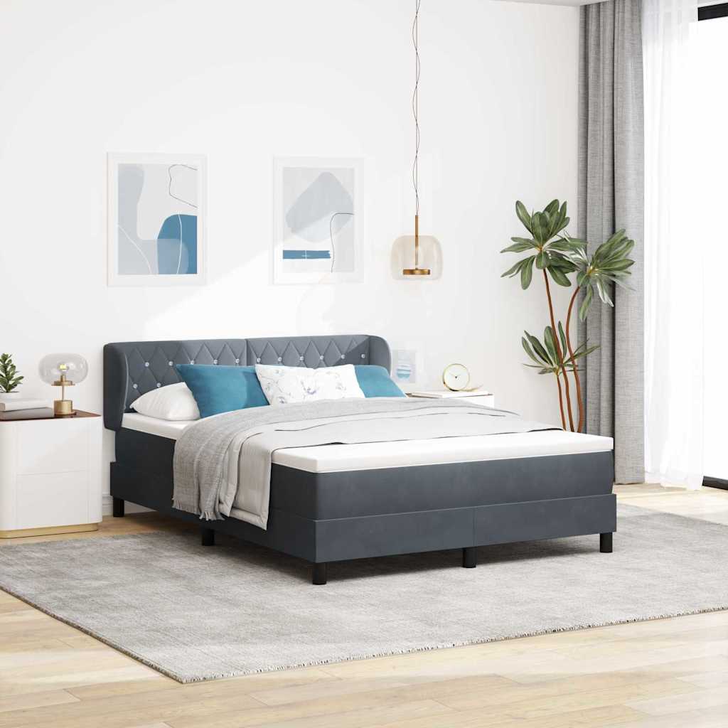 JUNG Vida Boxspringbett mit Matratze Dunkelgrau 140 x 200 cm Samt