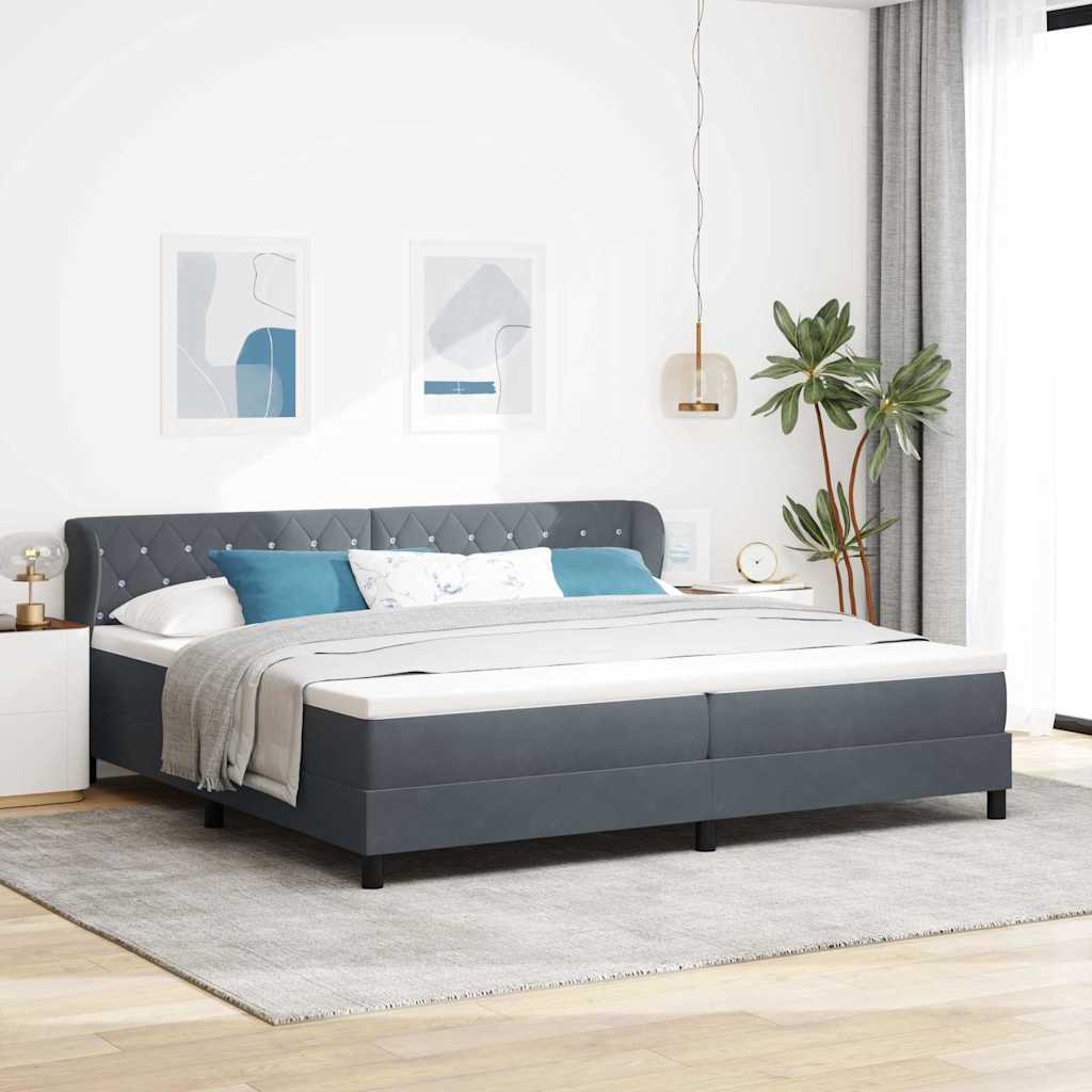 JUNG Vida Boxspringbett mit Matratze Dunkelgrau 200 x 200 cm Samt