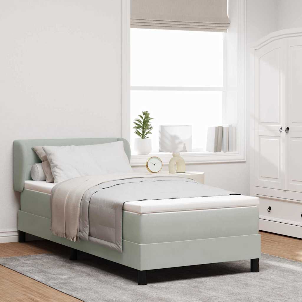 JUNG Vida Boxspringbett mit Matratze Hellgrau 100 x 200 cm Samt
