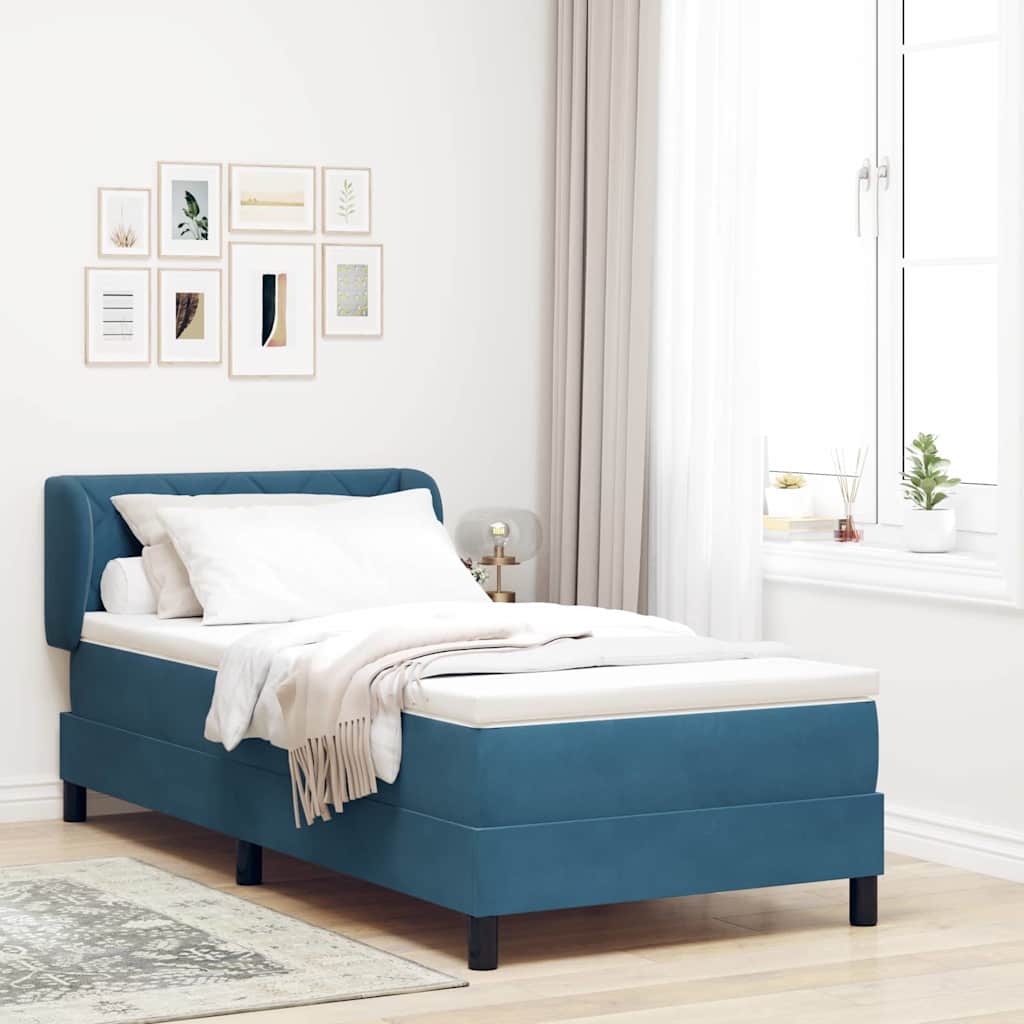JUNG Vida Boxspringbett mit Matratze Dunkelblau 90 x 200 cm Samt