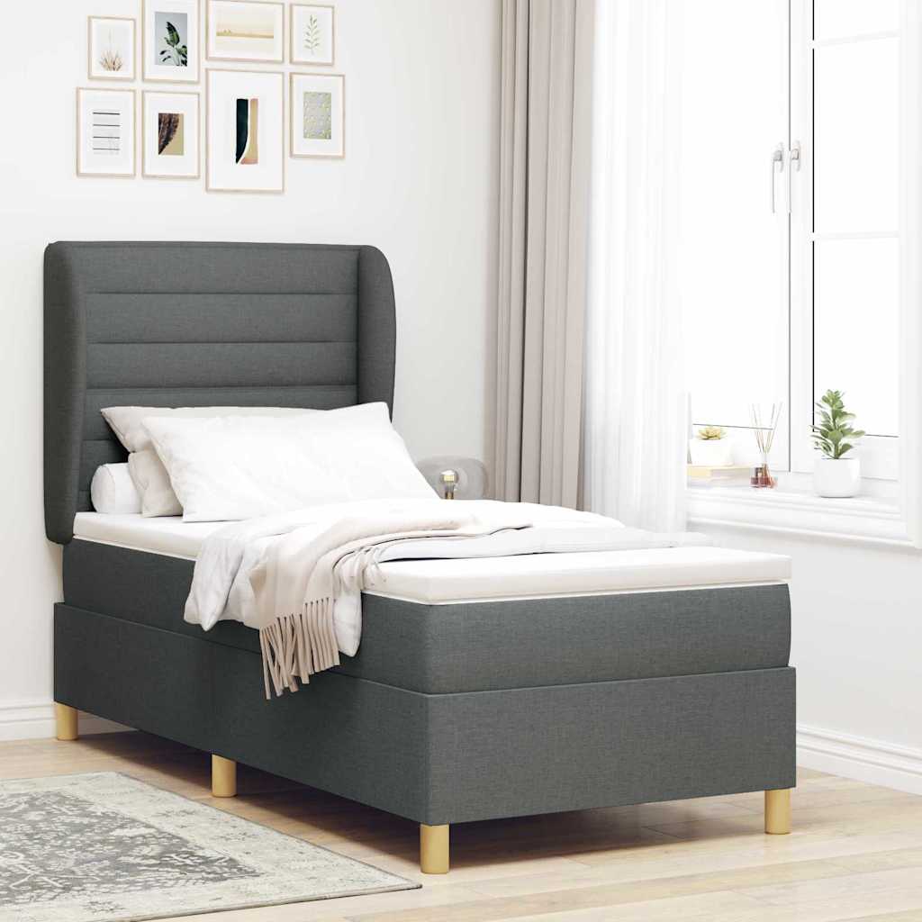 JUNG Vida Boxspringbett mit Matratze Dunkelgrau 90x190 cm Dunkelgrau