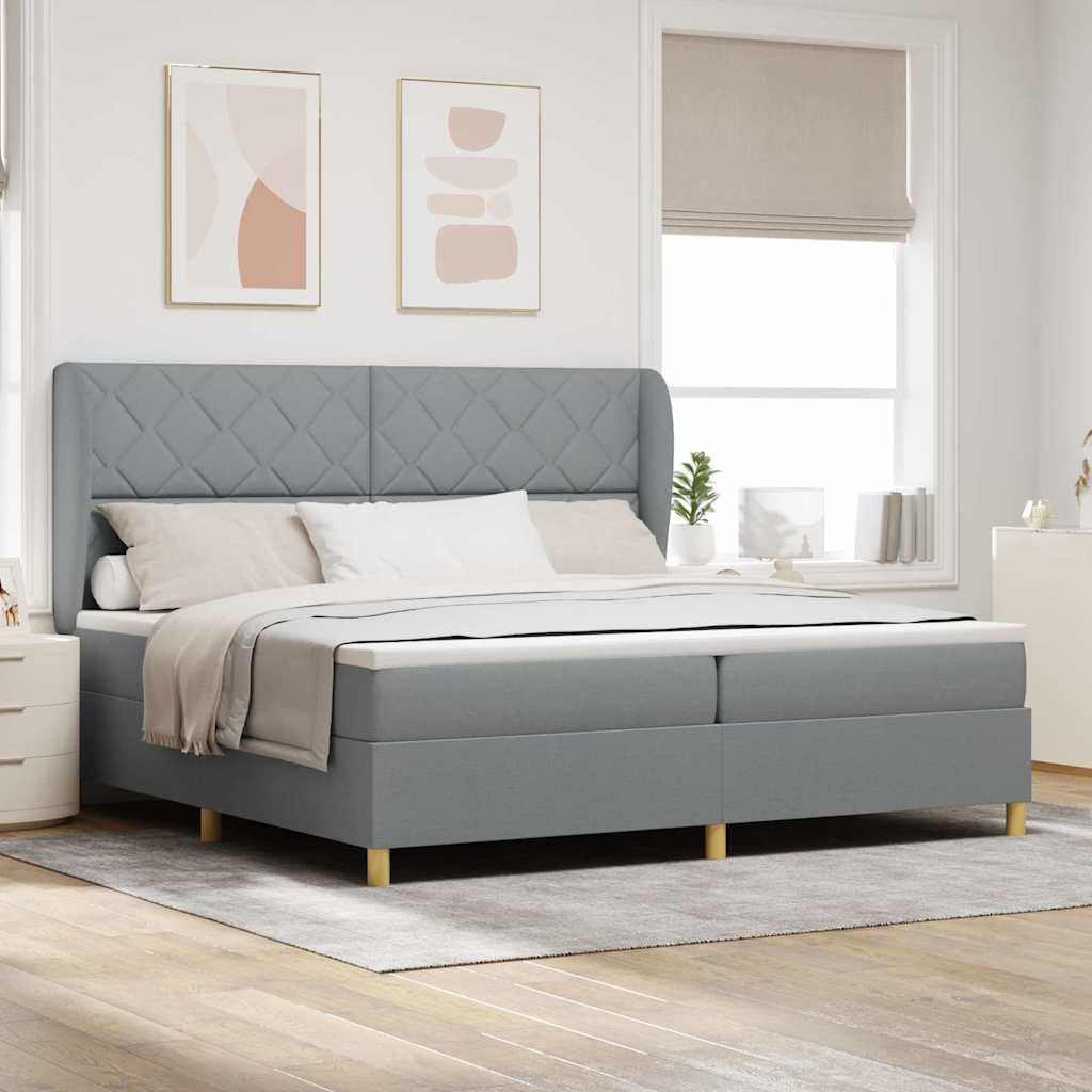JUNG Vida Boxspringbett mit Matratze Dunkelgrau 90x190 cm Hellgrau Stoff