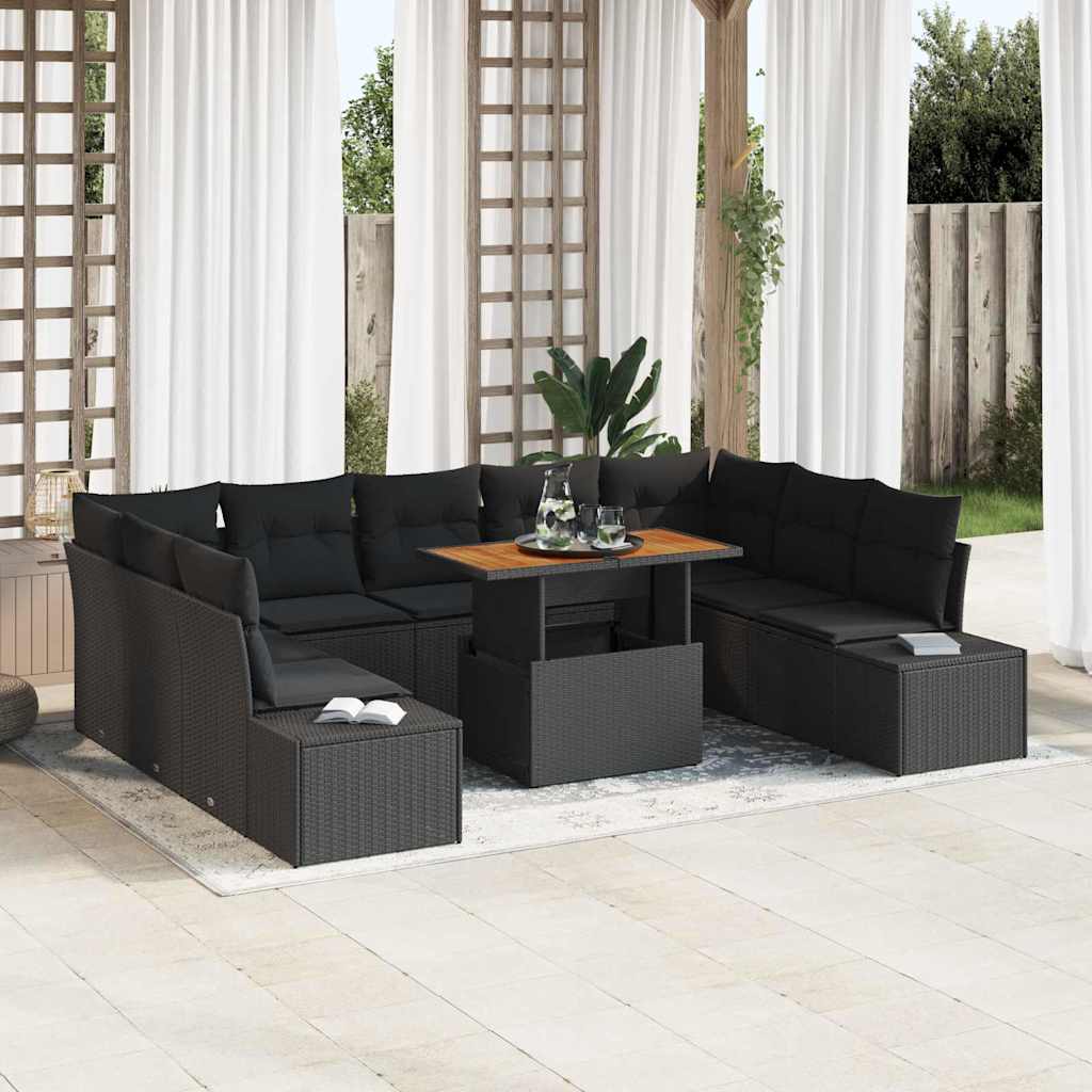 JUNG Vida Garten Essgruppe mit Kissen 10 pcs Schwarz und Braun