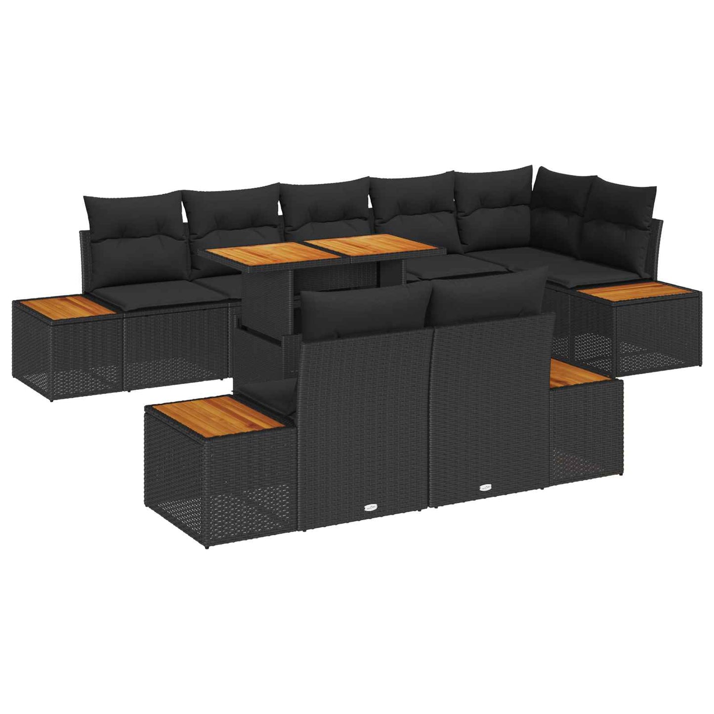 JUNG Vida Garten Essgruppe mit Kissen 9 pcs Schwarz und Braun