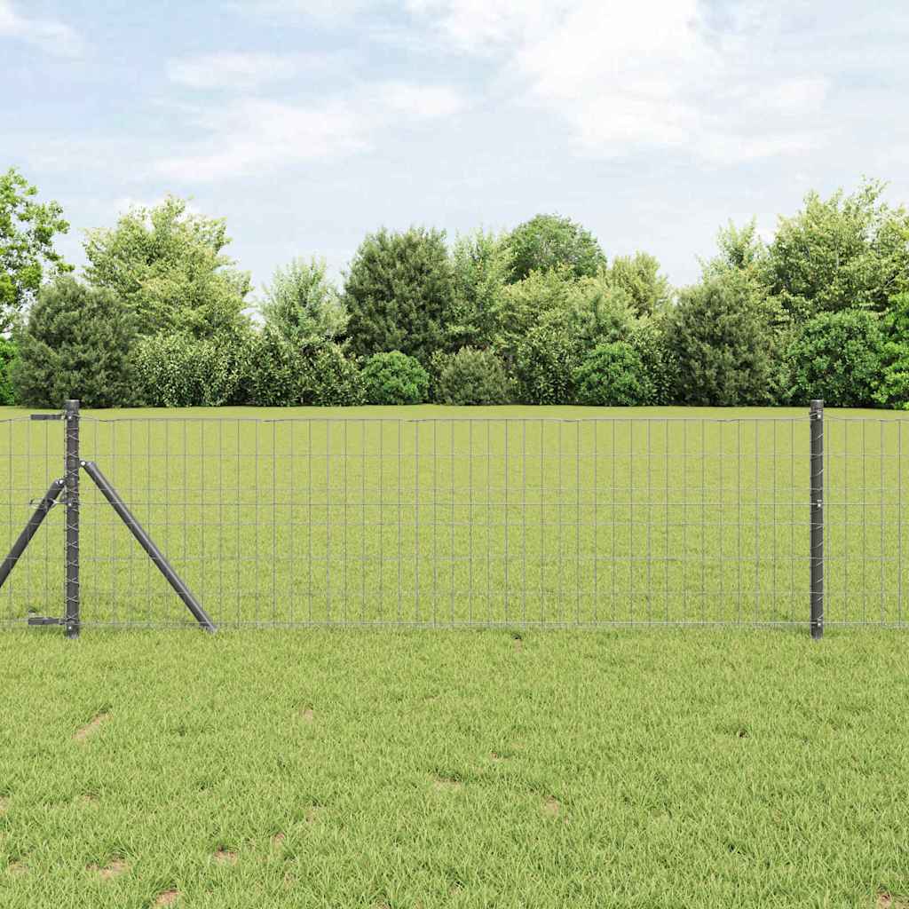 JUNG Vida Zaun mit Pfosten Grau 0,8 x 10 m Stahl und PVC