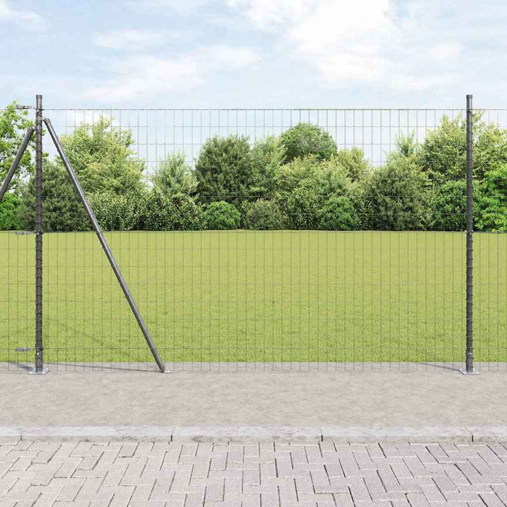 JUNG Vida Zaun mit Pfosten Grau 1,4 x 10 m Stahl und PVC
