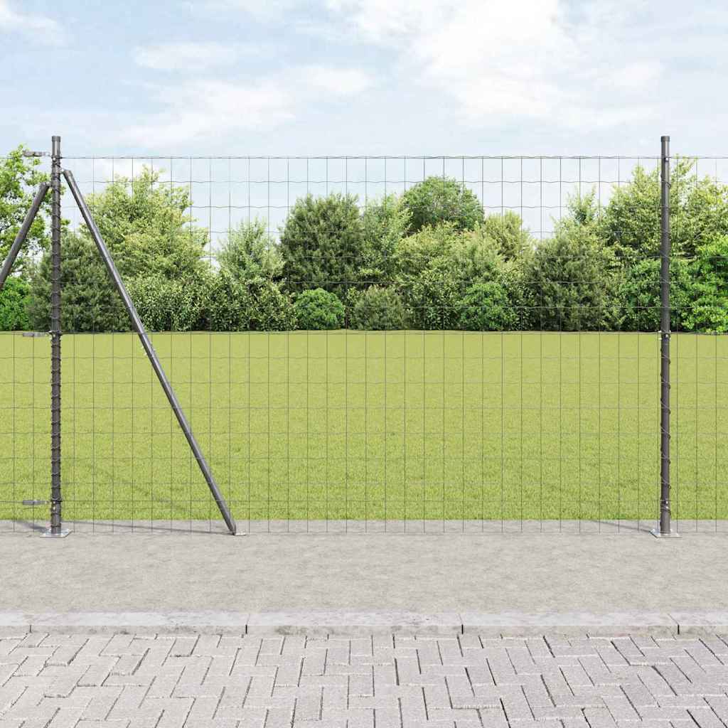 JUNG Vida Zaun mit Pfosten Grau 1,5 x 10 m Stahl und PVC