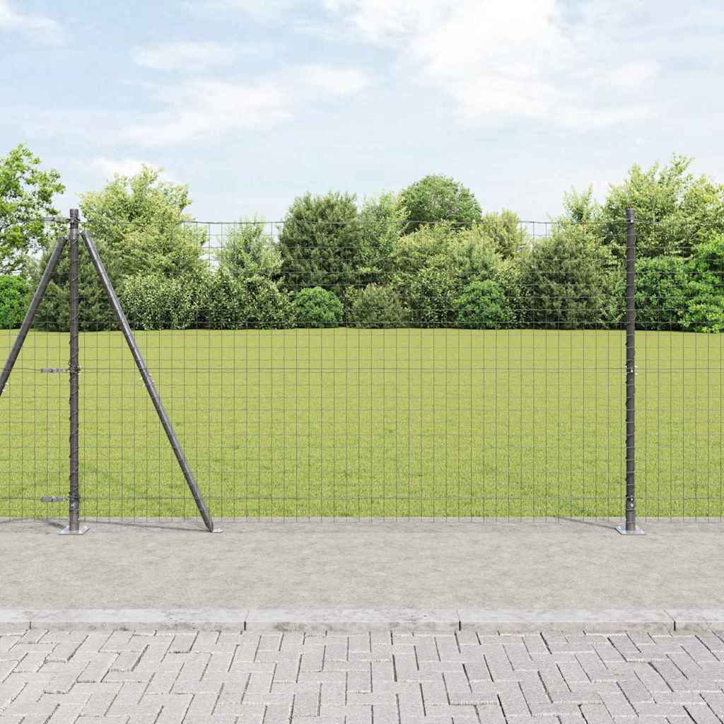 JUNG Vida Zaun mit Pfosten Grau 1,2 x 25 m Stahl und PVC