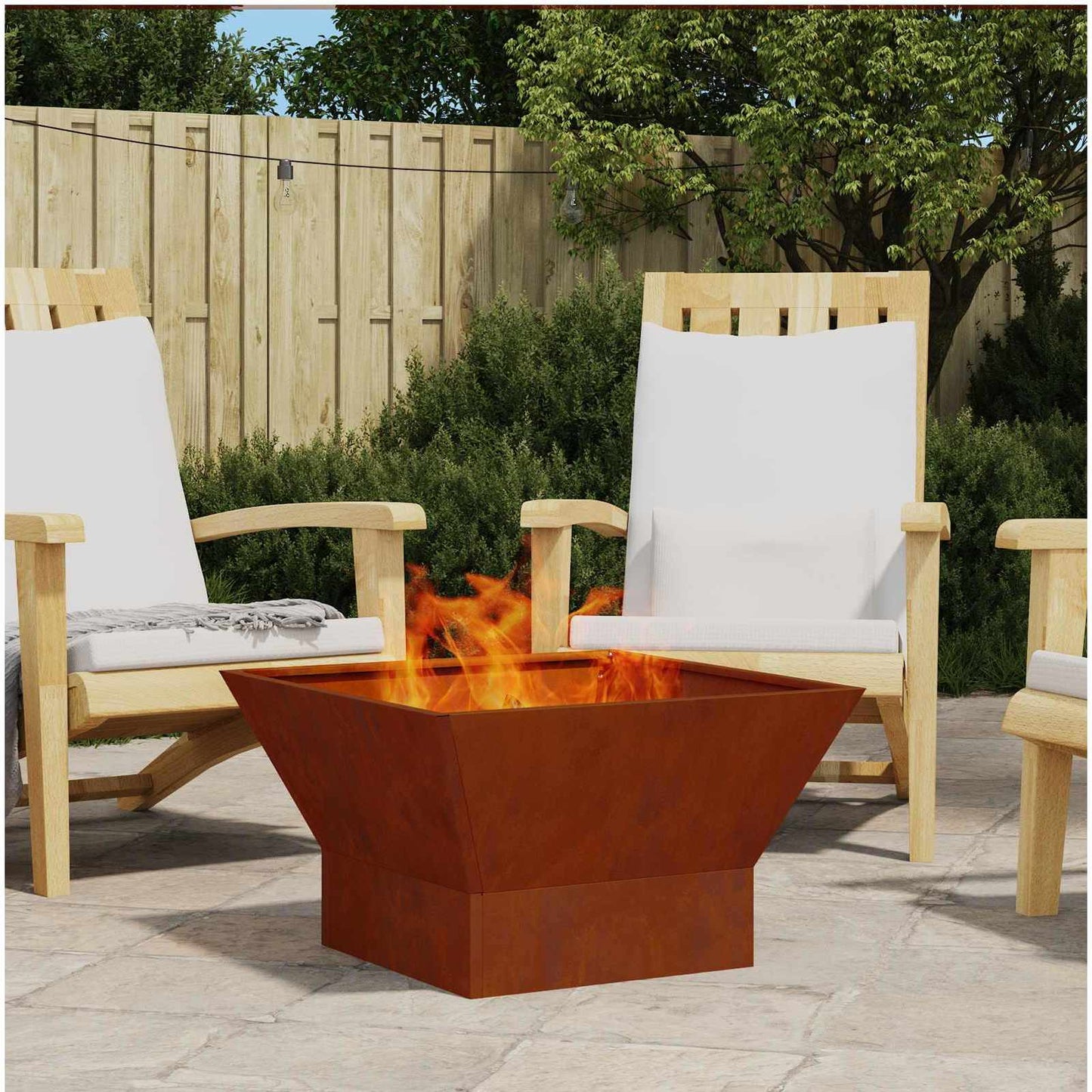 JUNG Vida Feuerstelle Braun 60 x 60 x 35 cm Wetterfeststahl