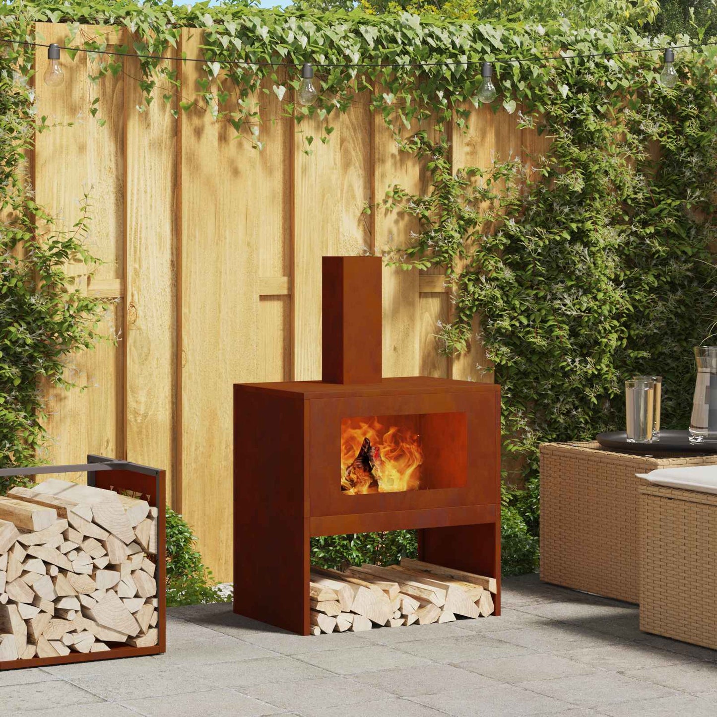 JUNG Vida Feuerstelle Braun 60 x 40 x 96 cm Wetterfeststahl